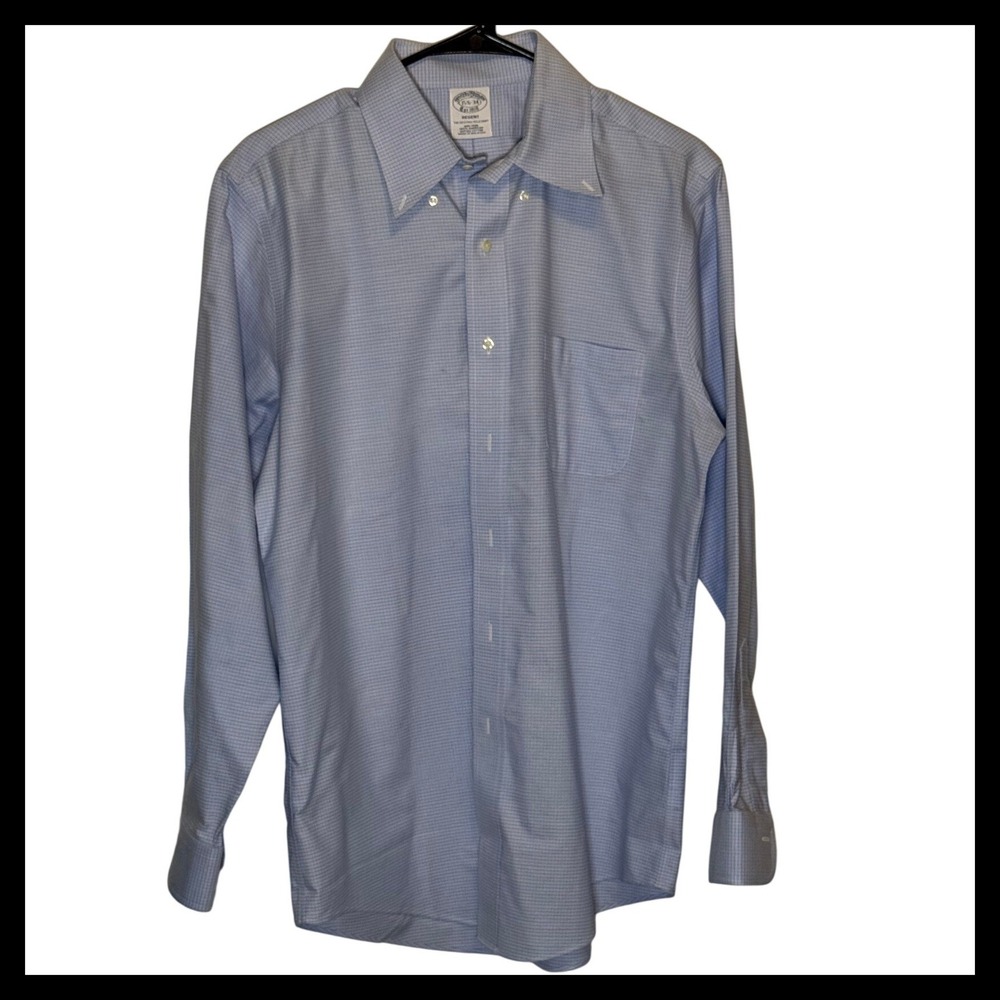 NWOT Brooks Brothers Regent Fit Non-Iron Shirt 15.5 34 Blue Micro Supima Cotton